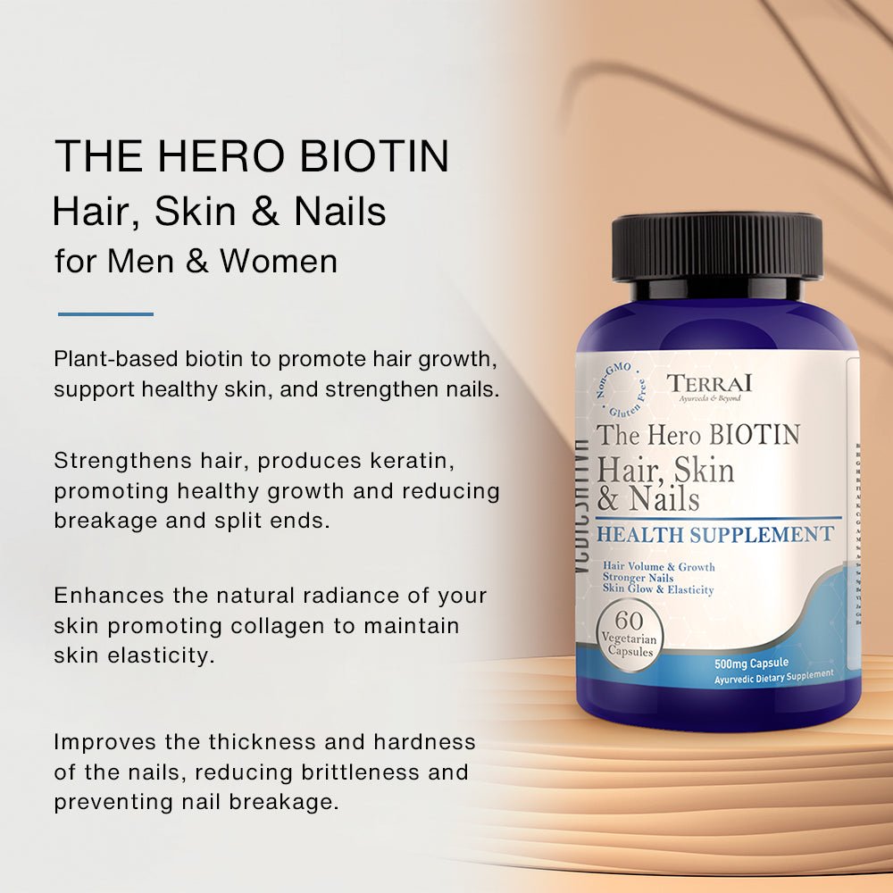 Hair & Nail Growth Biotin Vegan Supplement - Terrai Naturals